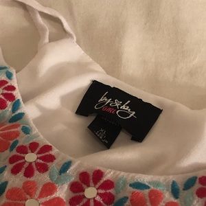 White, Floral and reflective Mirror blouse